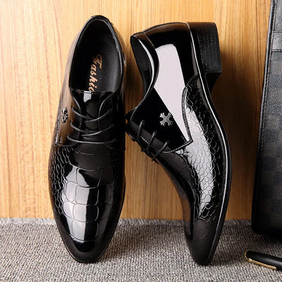 Polished Black Oxford Office Shoes Men