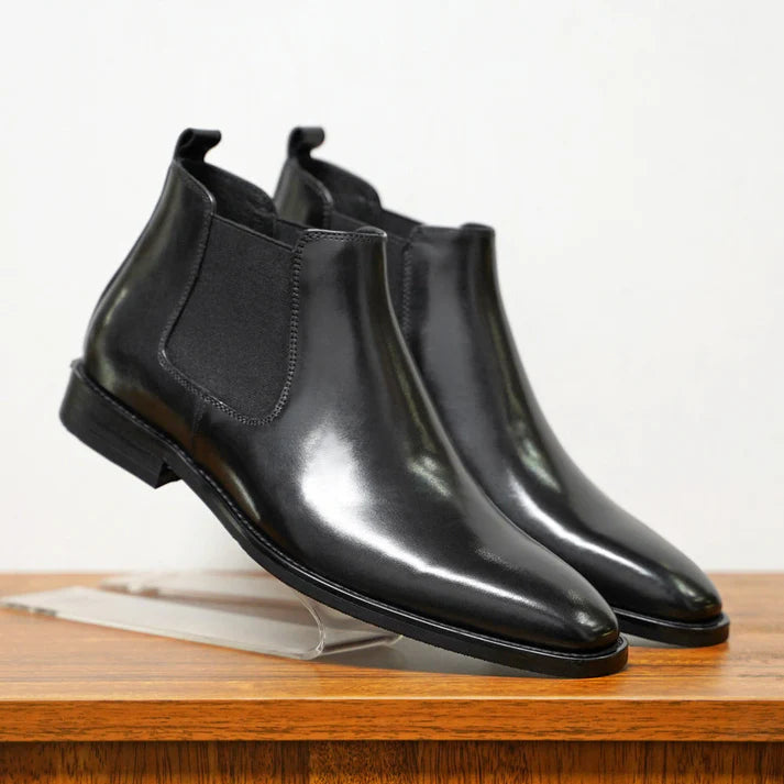 Polished Chelsea Office Boots Men Leather Look
