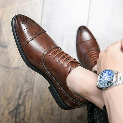 Polished Brogue Office Shoes Men
