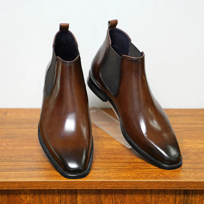 Polished Chelsea Office Boots Men Leather Look