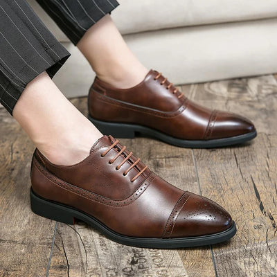 Polished Brogue Office Shoes Men