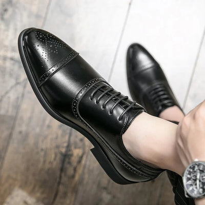 Polished Brogue Office Shoes Men