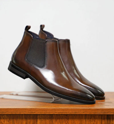 Polished Chelsea Office Boots Men Leather Look