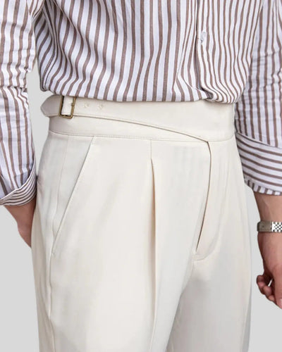 Edan - Old Money White Pleated Trousers