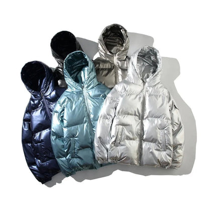 Connor - Shiny Insulated Puffer Jacket with Hood