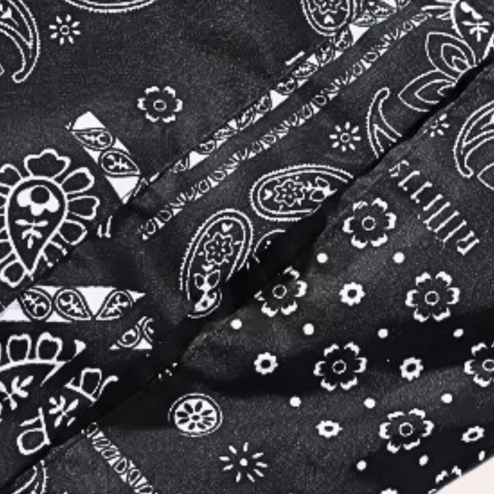 Charlie - Reversible Paisley Men's Puffer Jacket Black