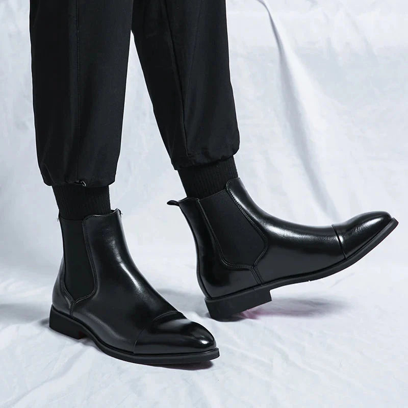 Sleek Fit Chelsea Ankle Boots Men with Red Sole
