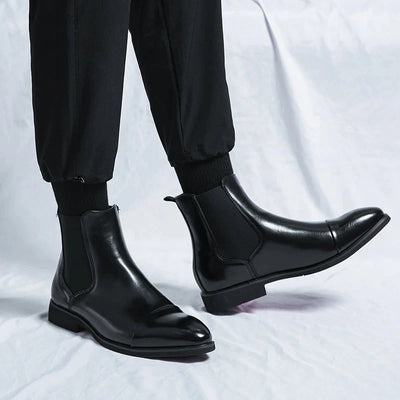 Sleek Fit Chelsea Ankle Boots Men with Red Sole