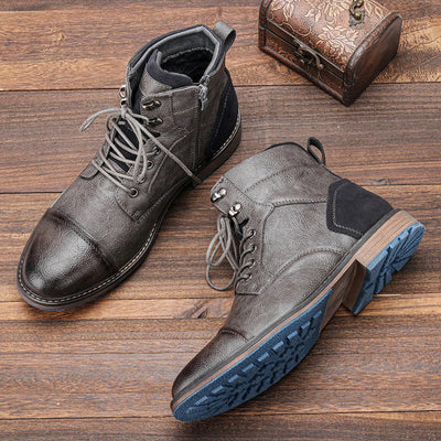 Lace-Up Ankle Boots with Grip Sole Men