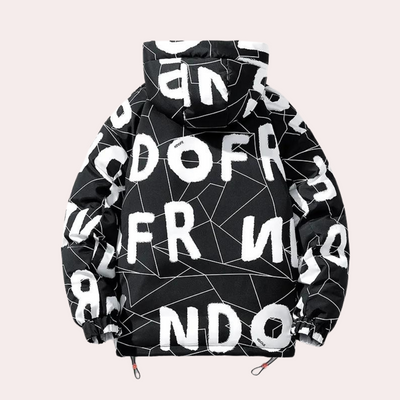 David - Hooded Puffer Jacket with Graphical Print