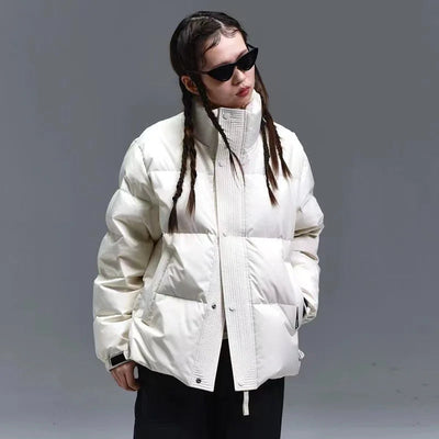 Daniel - Sleek Open Collar Puffer Jacket Unisex
