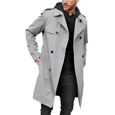 Men's Tailored Double-Breasted Trench Coat with Strap