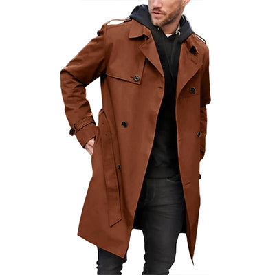 Men's Tailored Double-Breasted Trench Coat with Strap