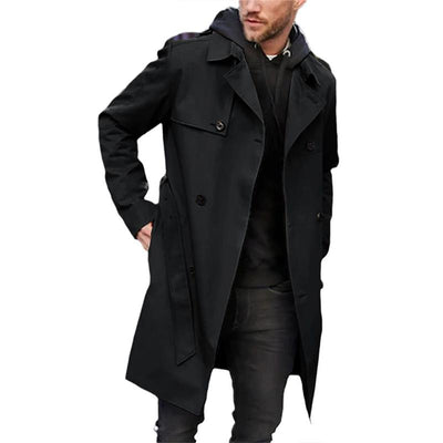Men's Tailored Double-Breasted Trench Coat with Strap