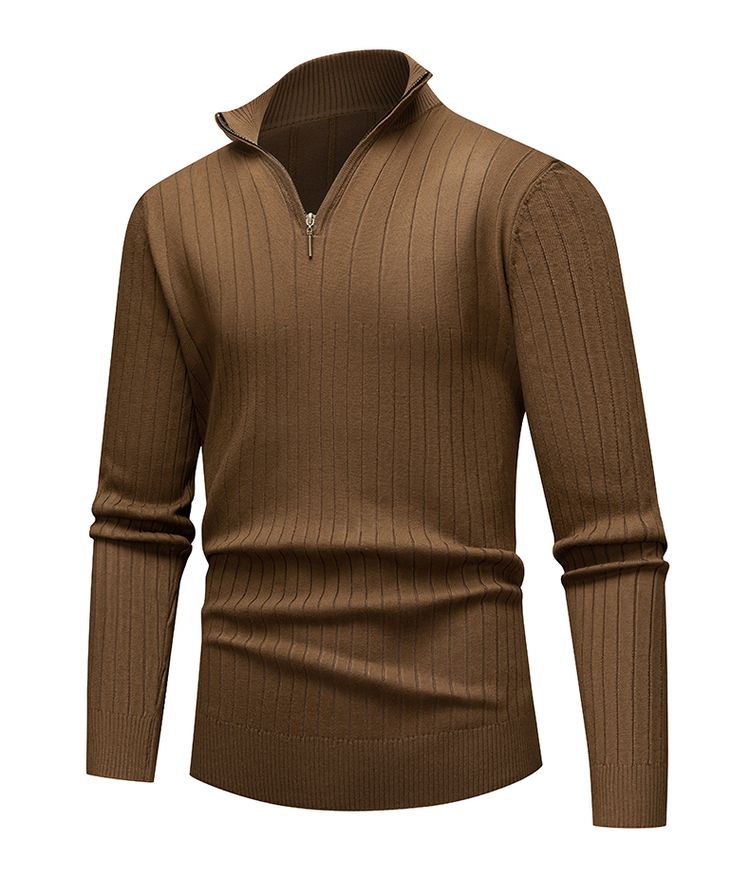 Warm Twisted Knit Half-Zip Shirt