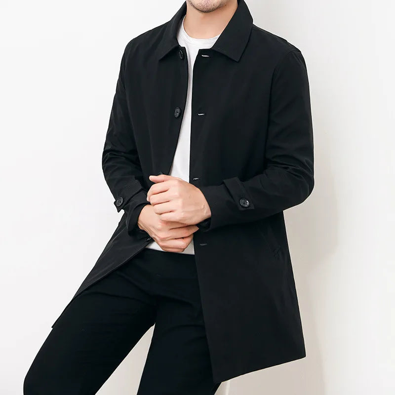 Charles - Classic Knee Length Trenchcoat for Men