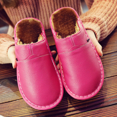 PU-Leather Winter Slippers