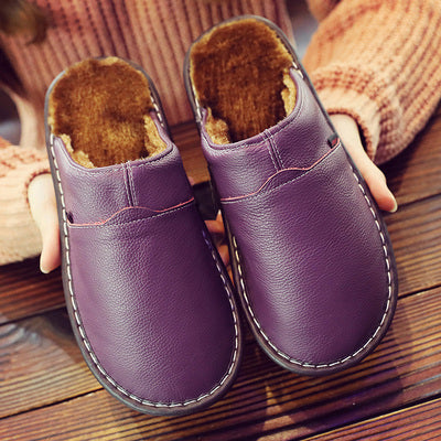 PU-Leather Winter Slippers
