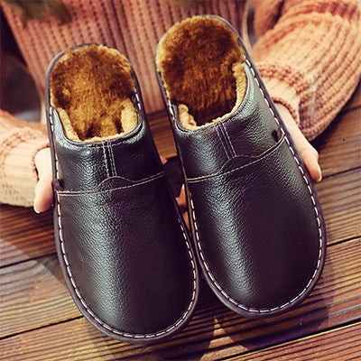 PU-Leather Winter Slippers