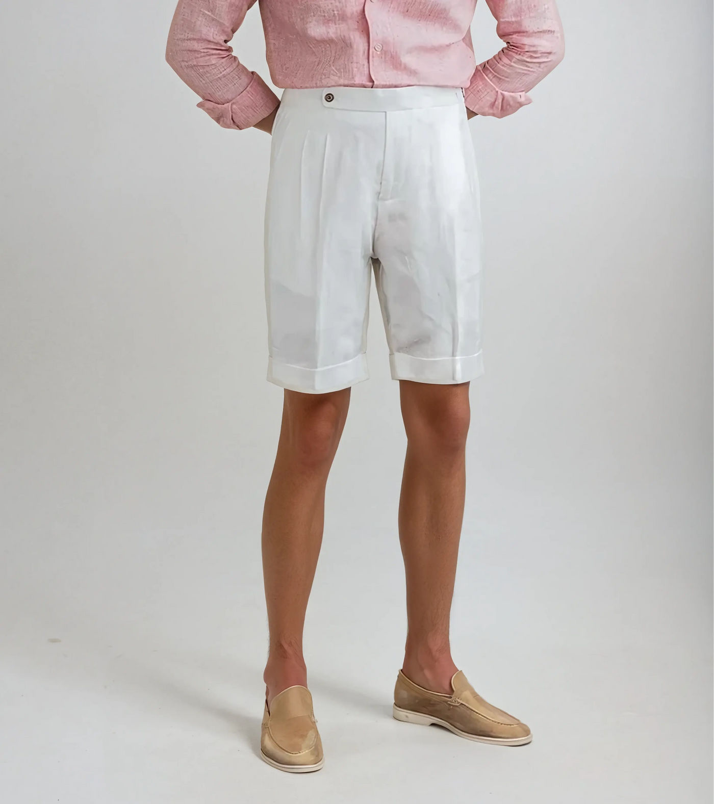 Weiße Plissee Shorts Herren