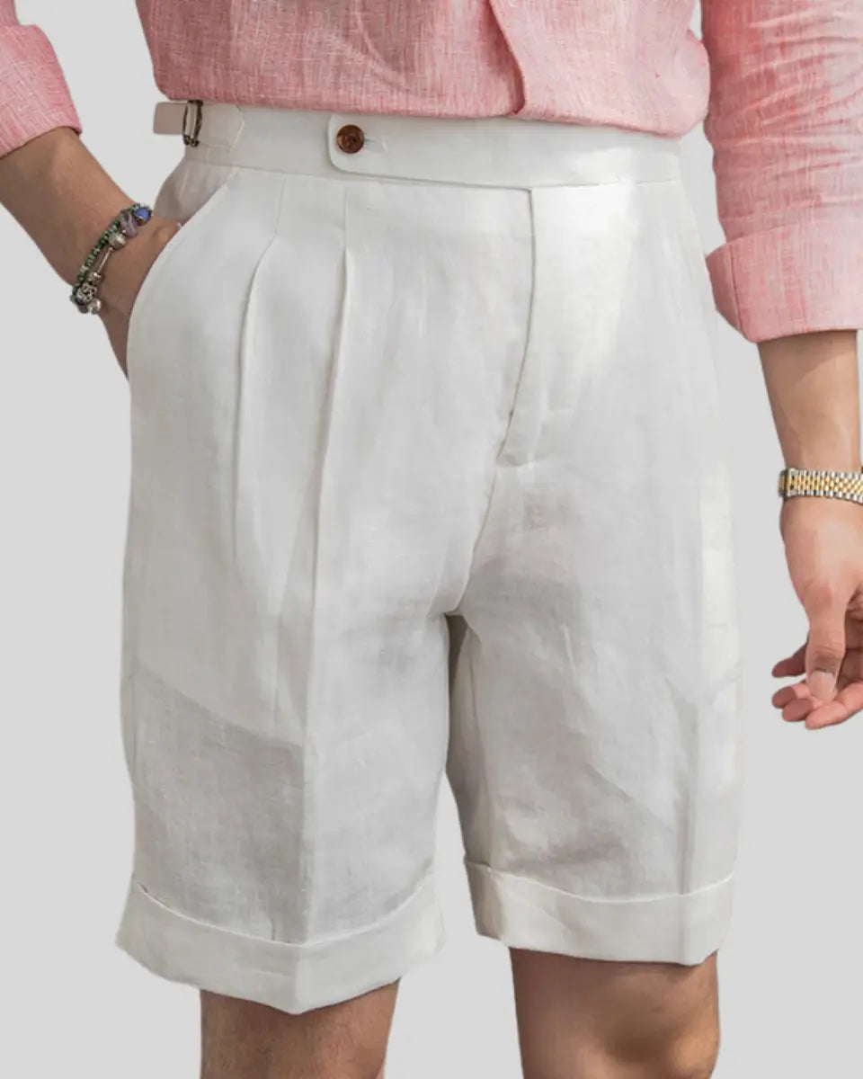 Weiße Plissee Shorts Herren
