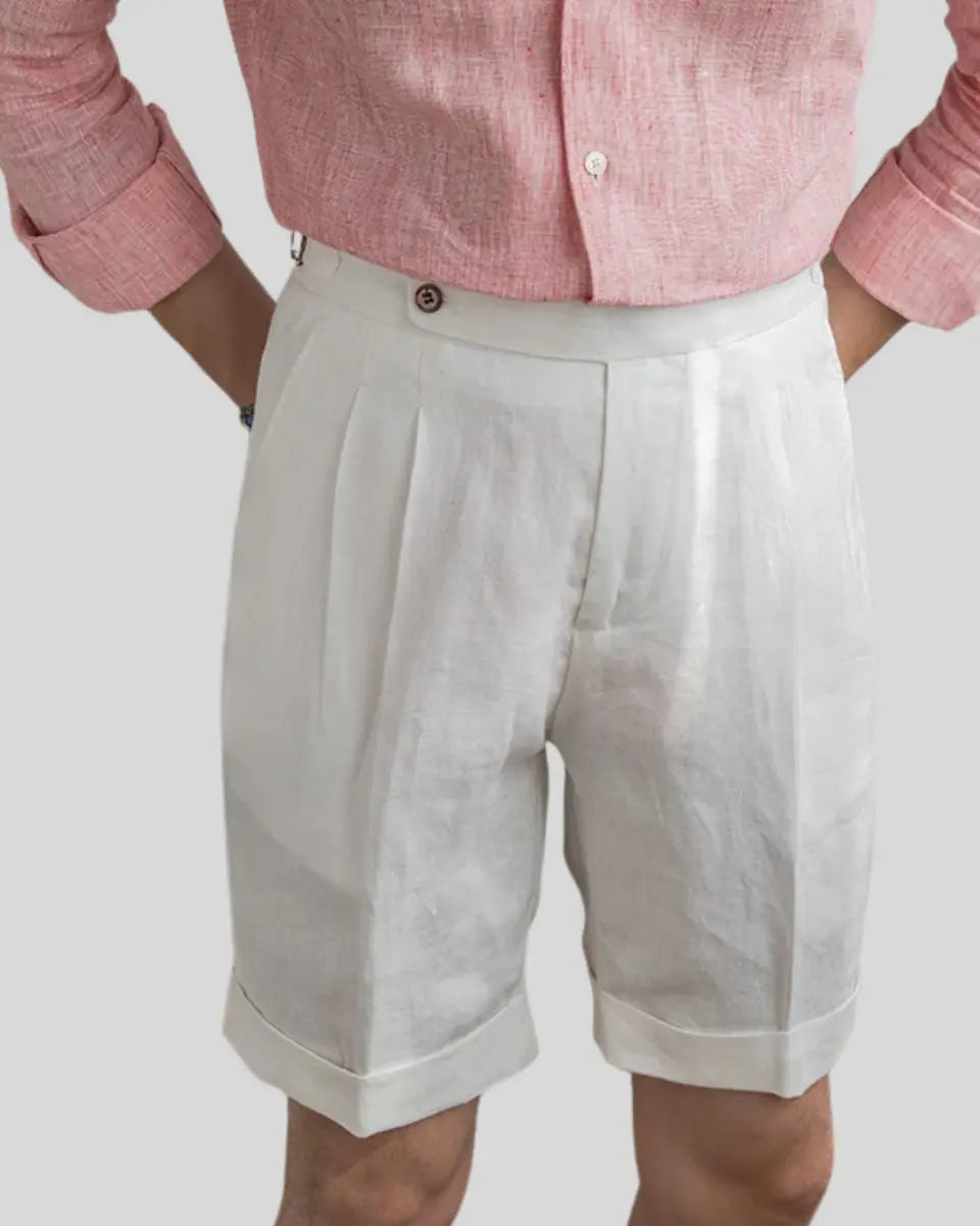 Weiße Plissee Shorts Herren