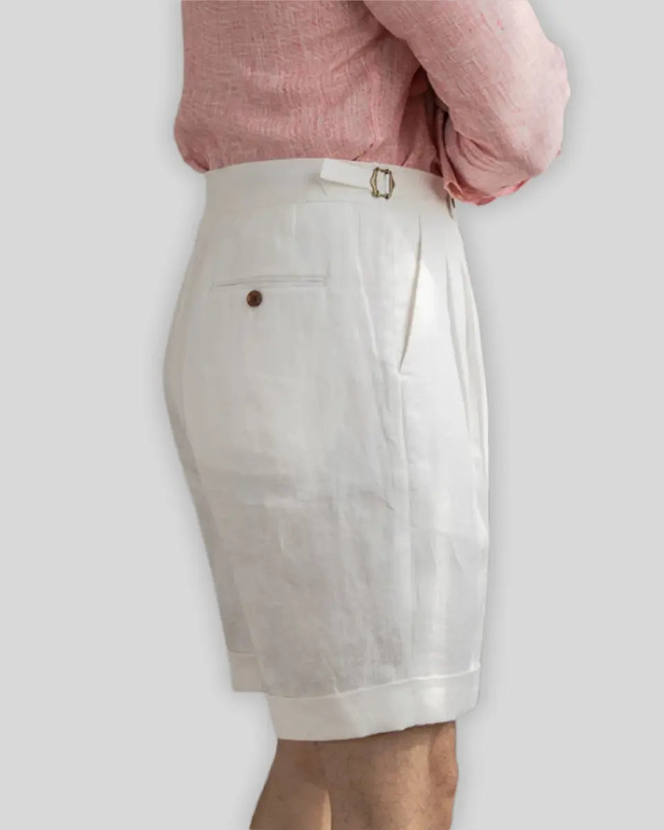 Weiße Plissee Shorts Herren