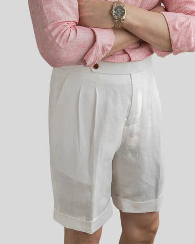 Weiße Plissee Shorts Herren