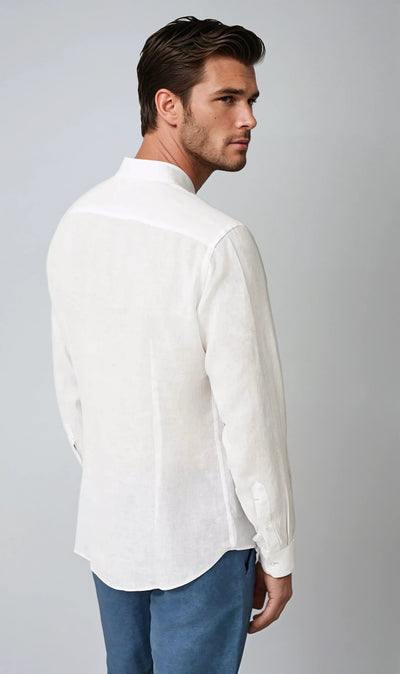 Seth - White Classic Linen Shirt Men