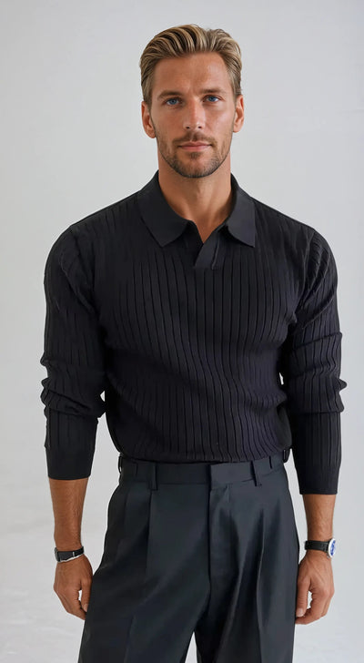 Max - Classic Black Long-Sleeve Polo