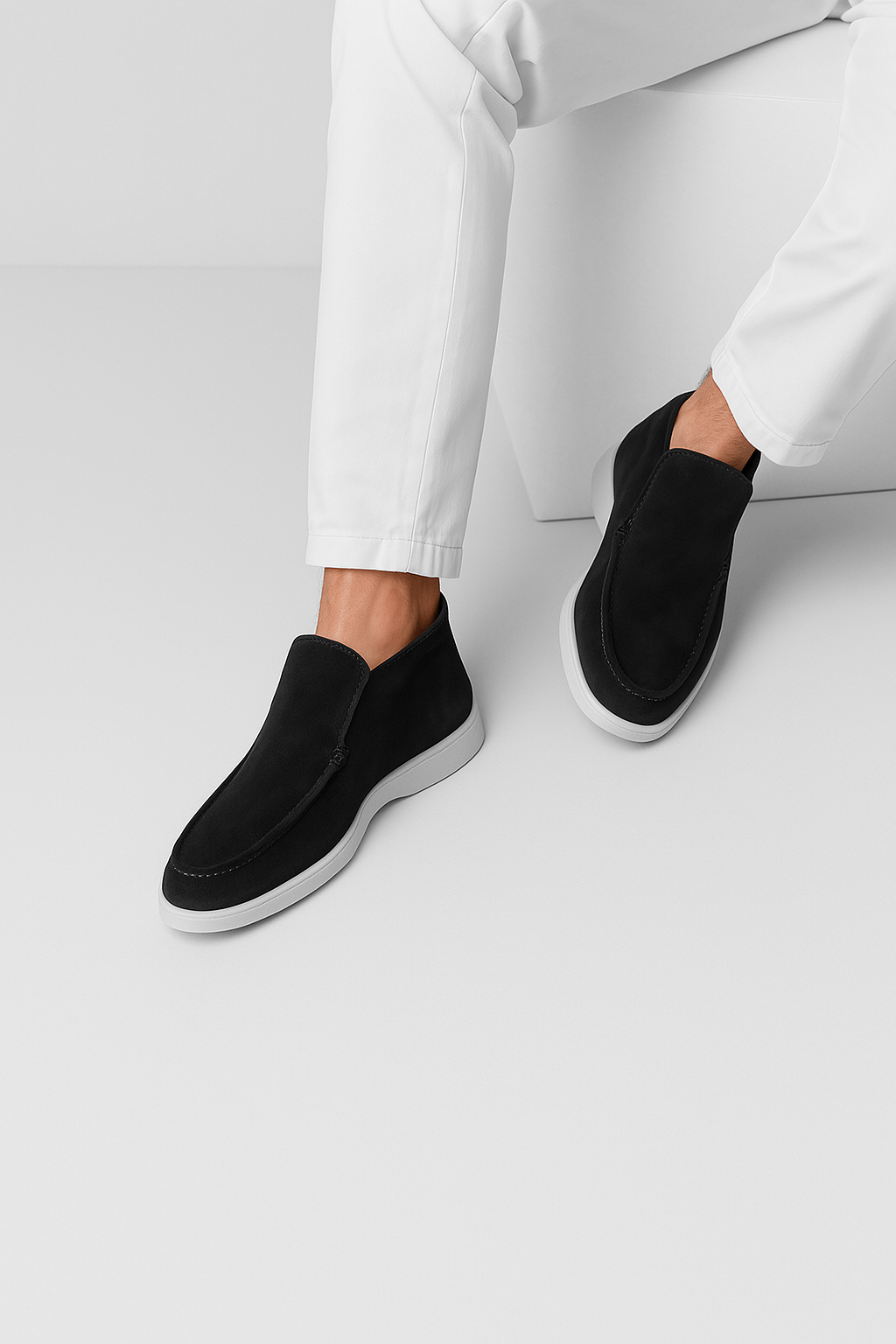 Micheal - Classic Black High-Top Loafers