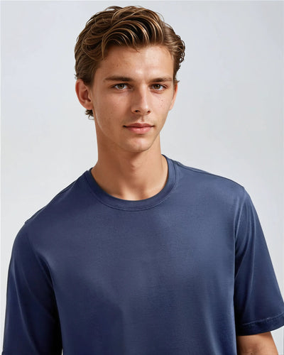 Blaues Baumwoll T-Shirt Herren