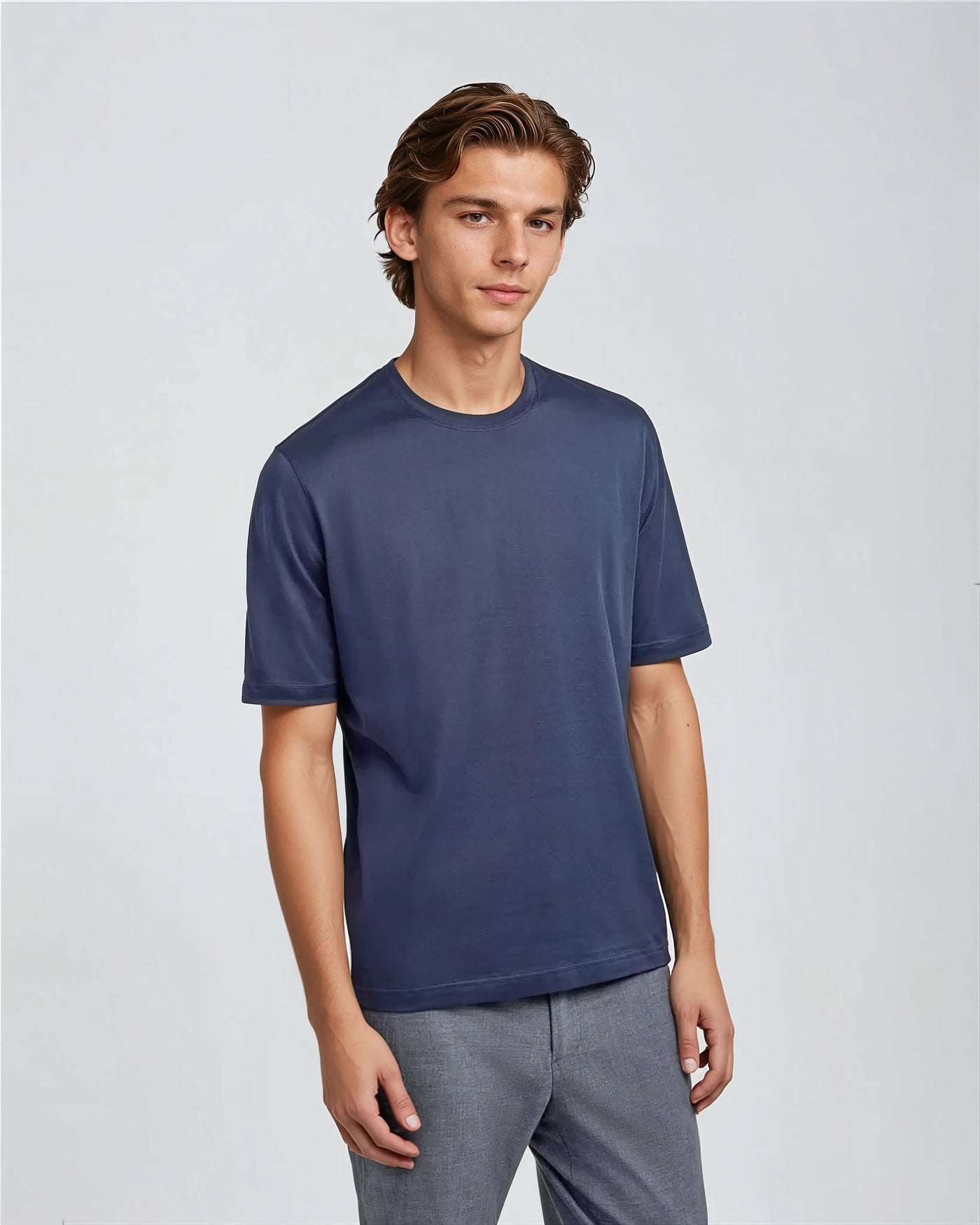 Blaues Baumwoll T-Shirt Herren