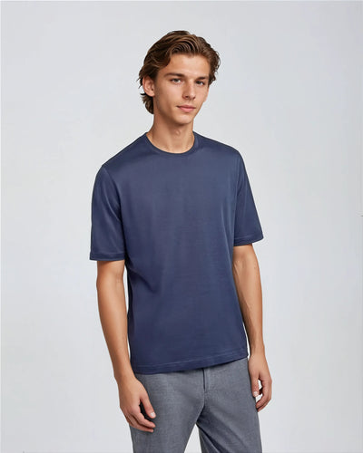 Blaues Baumwoll T-Shirt Herren