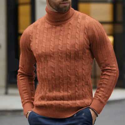 Markus  – Turtleneck Cable Knit Jumper with Fleece Lining Men