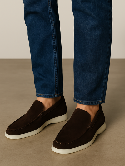 Molly - Dark Brown Suede Loafers