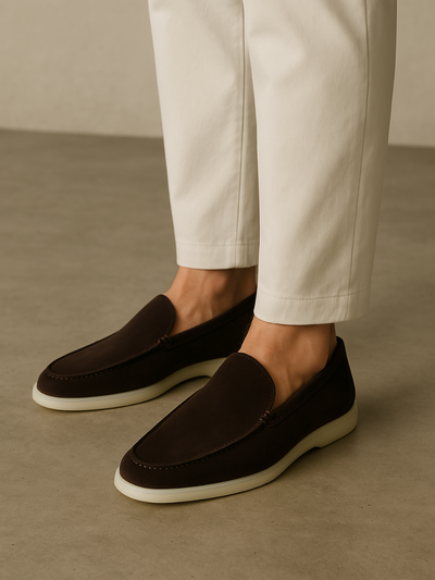 Molly - Dark Brown Suede Loafers