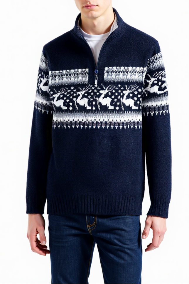 Clinton - Quarter Zip Christmas Jumper Men