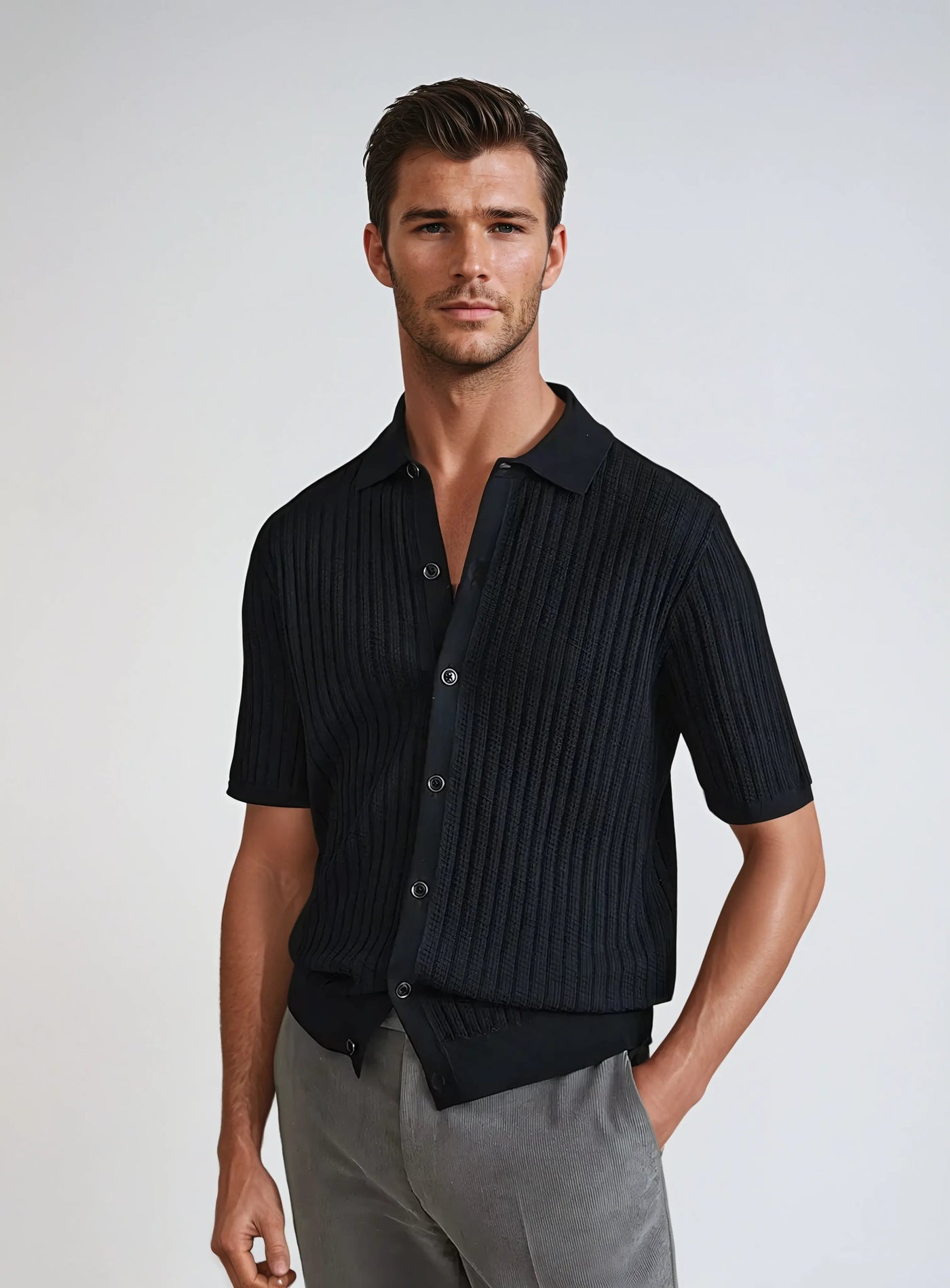 Nathaniel - Casual Knit Cardigan Polo