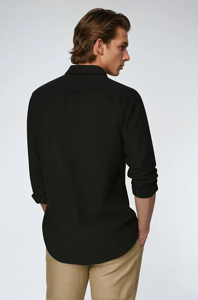 Beau - Old Money Black Linen Shirt
