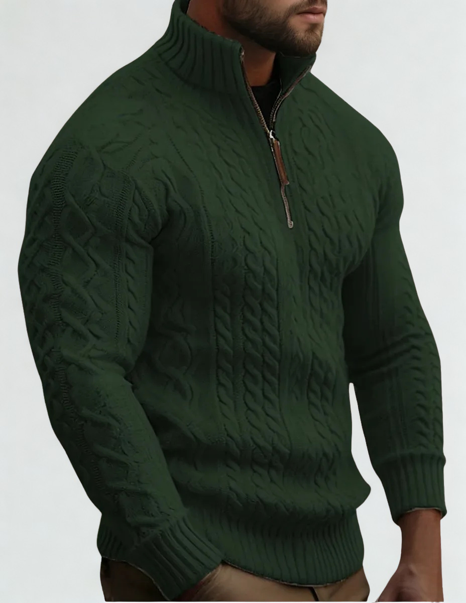 Jason – Quarter-Zip Cable Knitted Jumper for Men