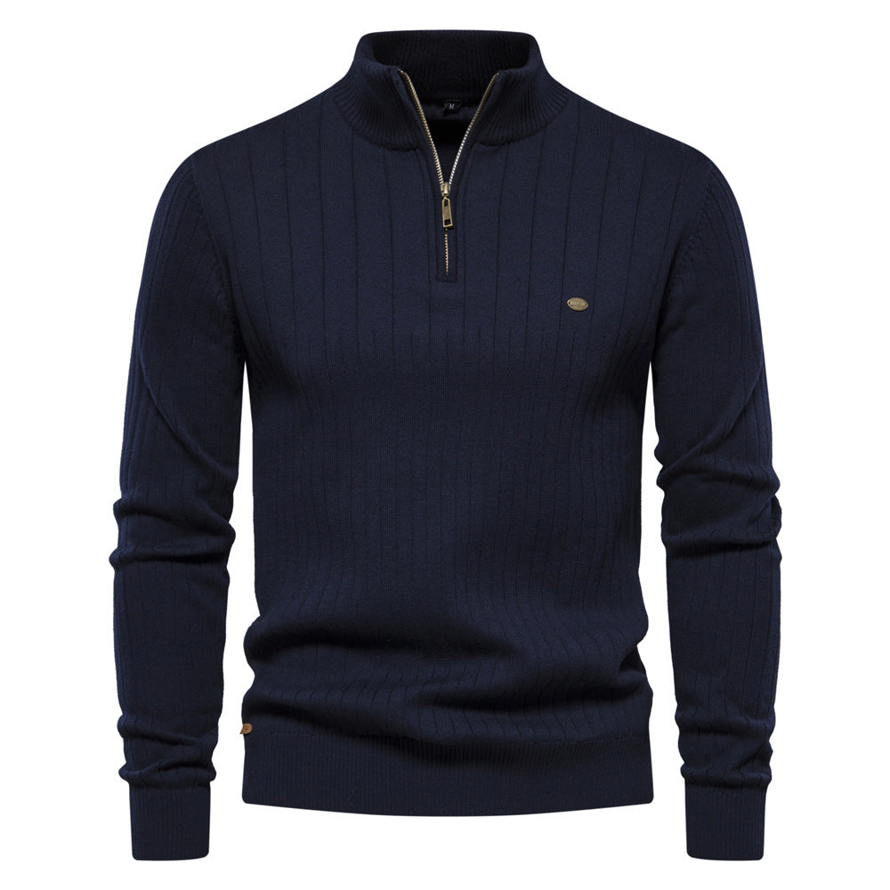 Evan – Ribbed Quarter-Zip Knit Jumper for Men