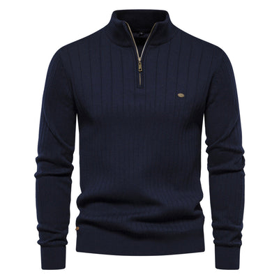 Evan – Ribbed Quarter-Zip Knit Jumper for Men