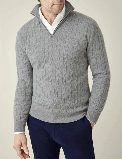 Grant – Quarter-Zip Cable Knit Jumper for Men