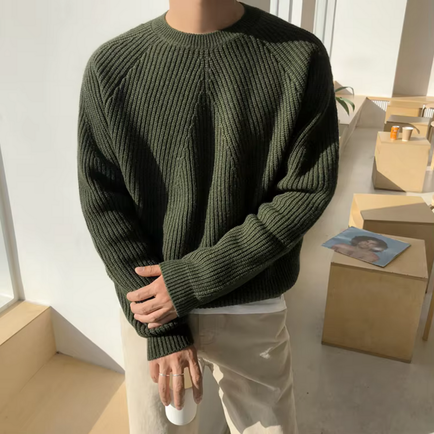 Grant – Relaxed Fit Cotton Knitted Jumper for Men
