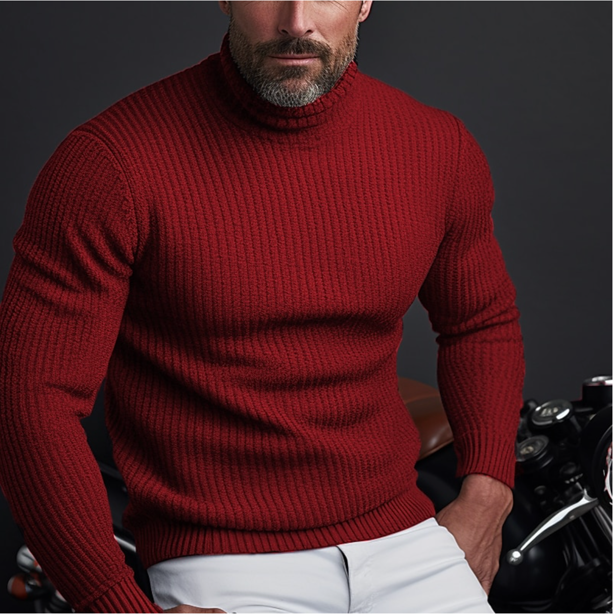 Jared – Slim Fit Turtleneck Jumper in Ribbed Knit Men
