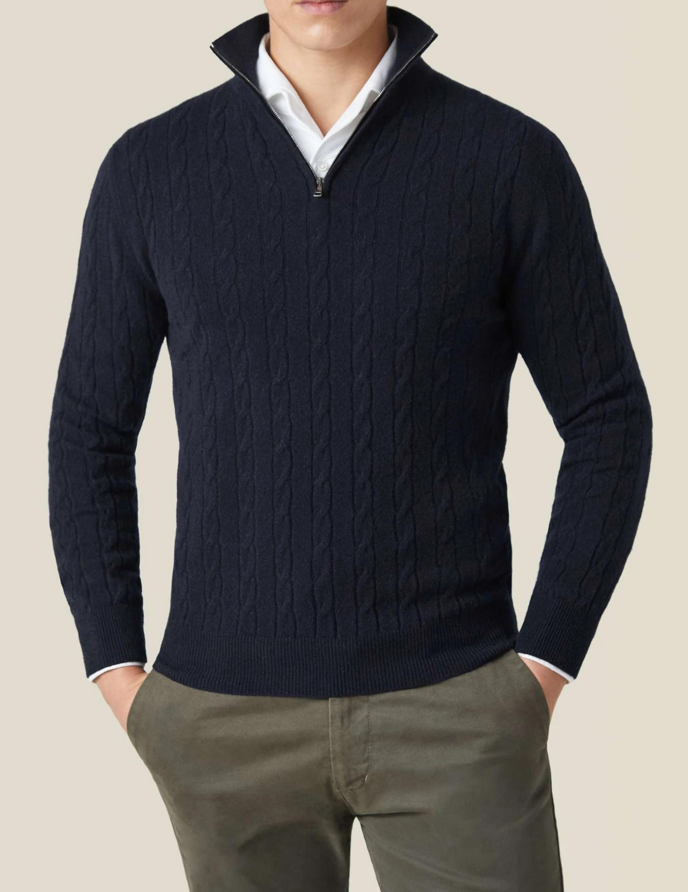 Grant – Quarter-Zip Cable Knit Jumper for Men