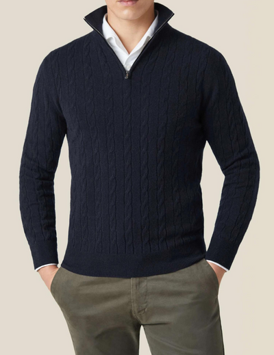 Grant – Quarter-Zip Cable Knit Jumper for Men