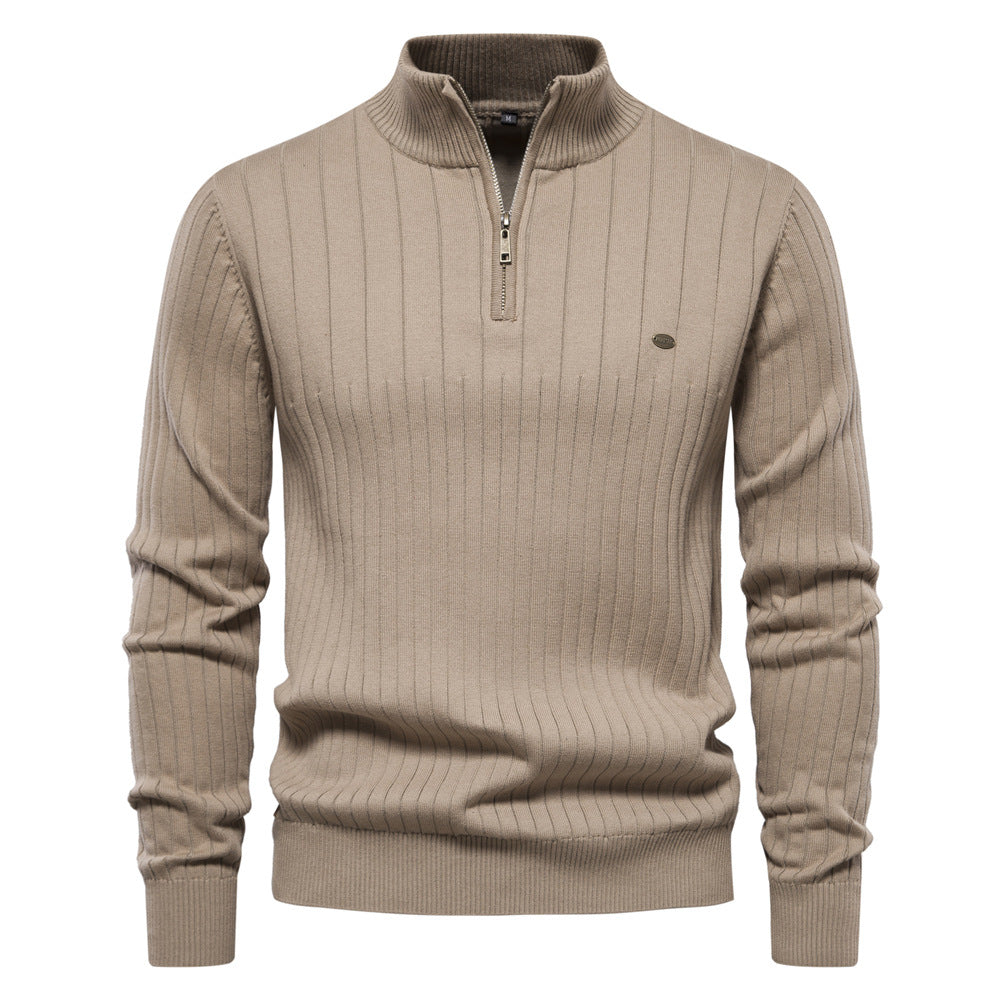 Evan – Ribbed Quarter-Zip Knit Jumper for Men