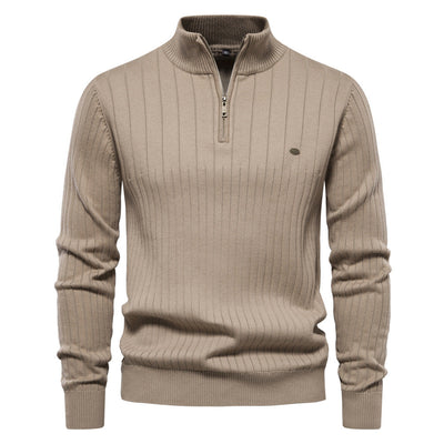 Evan – Ribbed Quarter-Zip Knit Jumper for Men